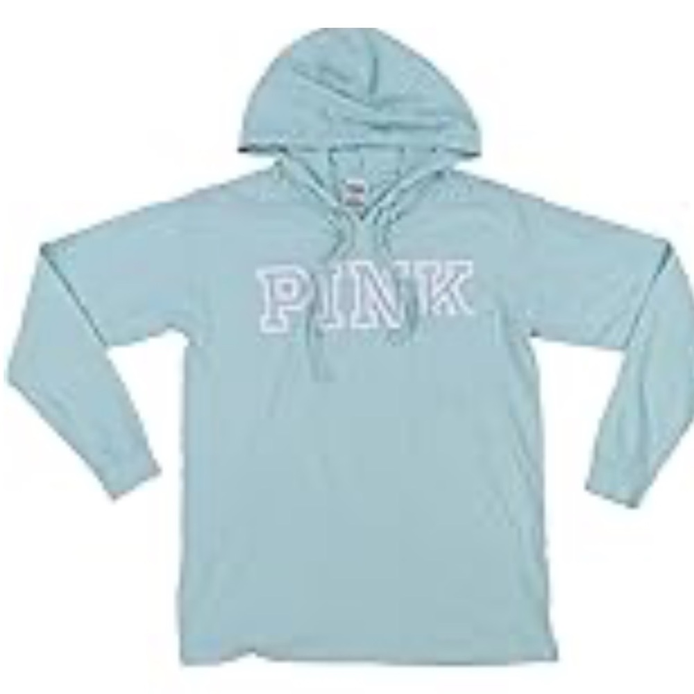 PINK Victoria's Secret collegiate mint green Hoodie Tee with pocket S